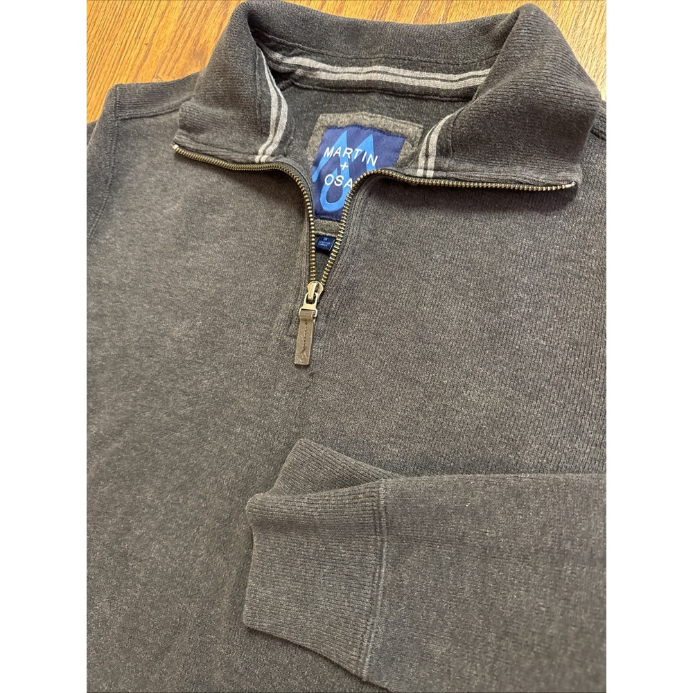 MARTIN OSA Mock‎ 1/4 zip Sweater Black Gray Mens Medium Y2K Ribbed